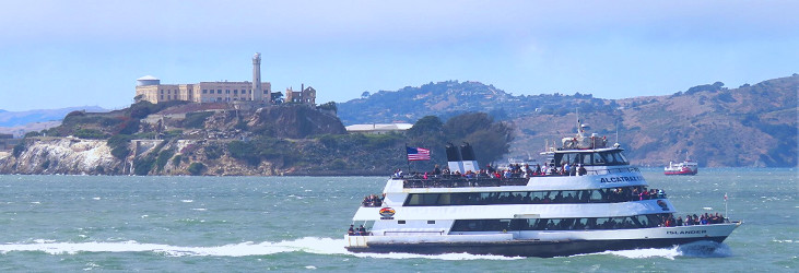 Bay cruise ferry sightseeing tour around Alcatraz Island